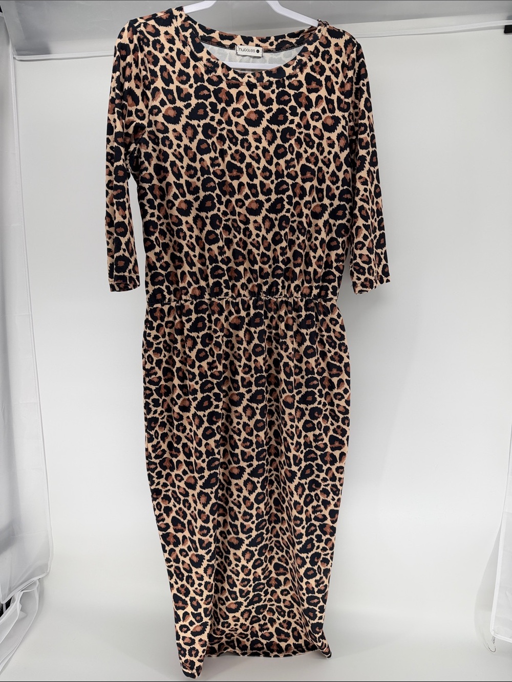 Leopard Print Midi Dress - Taupe/Black